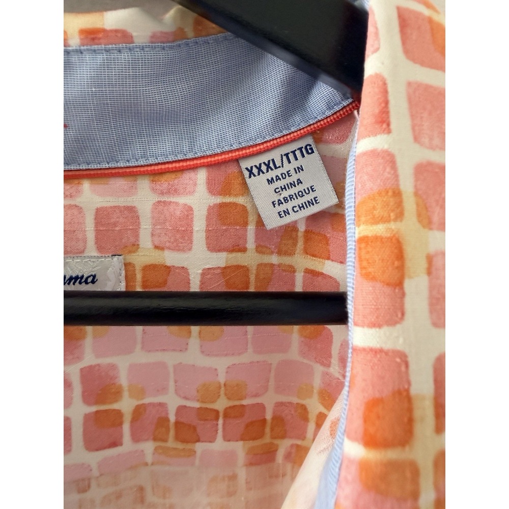 Tommy Bahama Silk Blend Short Sleeve Button Up Shirt Men's Size XXXL Pink Orange - Picture 6 of 6